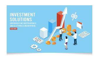 3d isometrisch Vorlage von Handel Lösungen zum Investitionen, Analyse von Verkauf, wachsen Daten. einfach zu bearbeiten und anpassen. Vektor Illustration eps10