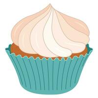 Cupcake eben Symbol. köstlich Muffin mit Sahne isoliert auf Weiß Hintergrund. vektor