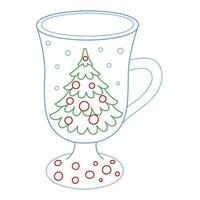 söt Semester blå råna med en dekorerad jul träd. vektor