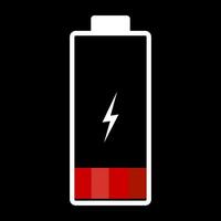 niedrig Batterie Illustration. rot Farbe. Vektor Bild