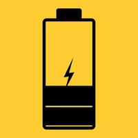 ein Illustration von ein Entladen Batterie. schwarz und Gelb Farben. Vektor Symbol.