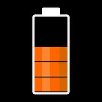 Hälfte Batterie Illustration. Orange Farbe. Vektor Bild