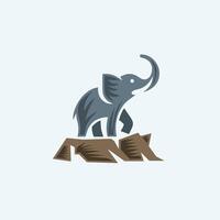 Elefant Logo Design. modern minimalistisch Elefant Logo. Elefant auf ein Felsen vektor