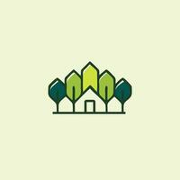 grön hus logotyp design. hotell logotyp illustration ikon, lägenhet, villa vektor