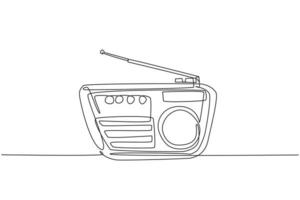 en kontinuerlig ritning av retro gammaldags radio. klassiskt vintage analogt broadcast -teknik koncept. trendig enkel rad grafisk rita design vektor illustration