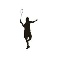 vektor illustration - badminton idrottare är spelar ge sig på med krossar fjäderboll - platt tecknad serie stil