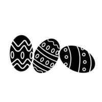 drei Ostern Ei Vektor Symbol Illustration schwarz Schatten Silhouette isoliert auf einfach Weiß Hintergrund. einfach eben minimalistisch Karikatur Kunst gestylt Zeichnung.