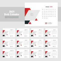 Schreibtisch Kalender 2024 Vorlage Design, Kalender 2024 vektor