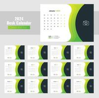 Schreibtisch Kalender 2024 Vorlage Design, Kalender 2024 vektor