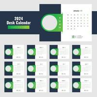 Schreibtisch Kalender 2024 Vorlage Design, Kalender 2024 vektor