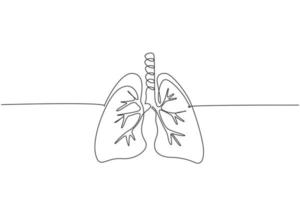eine durchgehende Strichzeichnung des anatomischen menschlichen Lungenorgans. dynamisches medizinisches internes anatomiekonzept. Einzeilige Grafikdesign-Vektorillustration zeichnen vektor