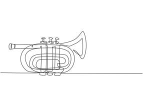 enkel kontinuert ritning av ficktrumpet. blåsinstrument. modernt koncept en rad rita design grafisk vektor illustration