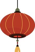 Chinesisch Laterne eben Symbol im rot und Gelb Farbe, traditionell Chinesisch rot Taschenlampe mit golden Dekorationen vektor