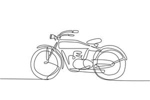 Eine einzige Strichzeichnung des alten Retro-Vintage-Motorrads. Vintage Motorrad Transportkonzept kontinuierliche Linie zeichnen Design Vektorgrafik Illustration vektor