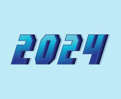 Lycklig ny år 2024 abstrakt blå grafisk design vektor logotyp symbol illustration med cyan bakgrund