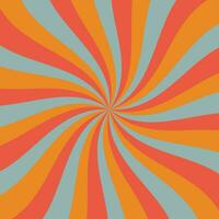 sunburst vektor bakgrund i häftig stil med tre färger - blå, orange, röd. 60s 70-tal.