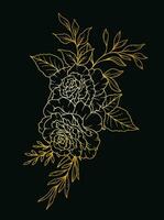 Rose Linie Zeichnung. schwarz und Weiß Blumen- Blumensträuße. Blume Färbung Buchseite. Blumen- Linie Kunst. fein Linie Rose Blume Illustration. Hand gezeichnet Blumen. botanisch Färbung. Hochzeit Einladung Blumen vektor