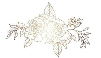 Rose Linie Zeichnung. schwarz und Weiß Blumen- Blumensträuße. Blume Färbung Buchseite. Blumen- Linie Kunst. fein Linie Rose Blume Illustration. Hand gezeichnet Blumen. botanisch Färbung. Hochzeit Einladung Blumen vektor