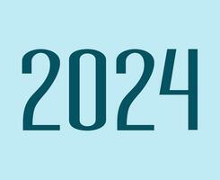 2024 glücklich Neu Jahr abstrakt Blau Grafik Design Vektor Logo Symbol Illustration mit cyan Hintergrund
