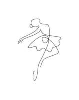 eine einzige Strichzeichnung sexy Frau Ballerina-Vektor-Illustration. minimalistische hübsche Balletttänzerin zeigen Tanzbewegungskonzept. Wanddekor Poster Modedruck. modernes Grafikdesign mit durchgehender Linienzeichnung vektor