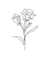 einzelne durchgehende linie, die minimalistische schönheit frische rosenblume zeichnet. Blumenkonzept für Poster, Wandkunst, Tragetasche, Handyhülle, T-Shirt-Druck. trendige einlinie zeichnen design vektorgrafik illustration vektor