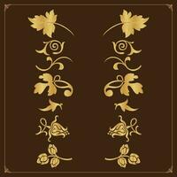 golden Jahrgang Blumen- Elemente Kunst Deko Stil dekorativ Rand Frames und Teiler. vektor