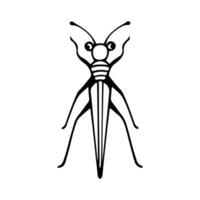handgemalt Insekt Gekritzel Illustration. Insekt oder Fehler Karikatur im Linie Stil isoliert im Weiß Hintergrund. Insekt Karikatur zum Färbung Buch vektor