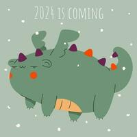 Weihnachten, neu Jahr Karte 2024 ist Kommen mit Drachen vektor