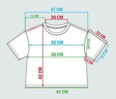 kurz Ärmel Kinder t Hemd Spitzen mit Messung Einzelheiten Vektor Illustration