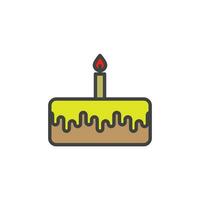 Geburtstag Kuchen Symbol. Zeichen zum Handy, Mobiltelefon Konzept und Netz Design. Gliederung Vektor Symbol. Symbol, Logo Illustration. Vektor Grafik.