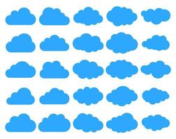 Wolken Silhouetten. Vektor einstellen von Wolken Formen. Sammlung von verschiedene Formen und Konturen. Design Elemente zum das Wetter Vorhersage, Netz Schnittstelle oder Wolke Lager Anwendungen