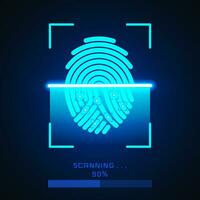 fingeravtryck läser in Identifiering systemet. biometrisk tillstånd och företag säkerhet begrepp. vektor illustration