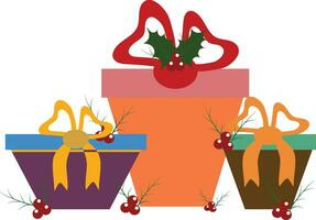 dekorativ Geschenk Box setzt zum Feier und Entwerfen Poster und Karten vektor