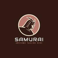 Samurai Logo Vektor Illustration. japanisch Krieger Maskottchen Emblem zum Spiel Team.