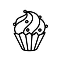 Vektor Kuchen oder Muffin isoliert auf Weiß Hintergrund. lustig, süß Illustration zum saisonal Design, Textil, ein Cafe, Dekoration Kinder Spielzimmer oder Gruß Karte. Hand gezeichnet druckt und Gekritzel bleibe heim.