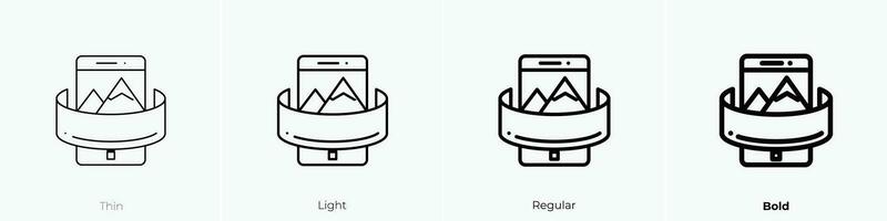 Panorama- Symbol. dünn, Licht, regulär und Fett gedruckt Stil Design isoliert auf Weiß Hintergrund vektor