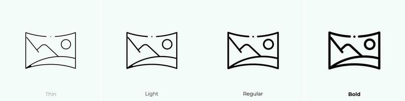 Panorama Symbol. dünn, Licht, regulär und Fett gedruckt Stil Design isoliert auf Weiß Hintergrund vektor