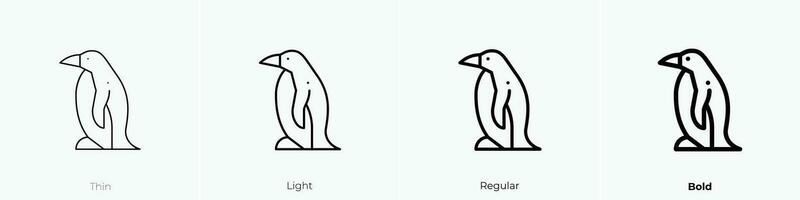 Pinguin Symbol. dünn, Licht, regulär und Fett gedruckt Stil Design isoliert auf Weiß Hintergrund vektor