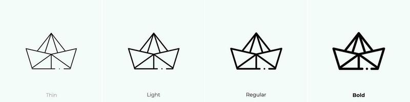 Papier Boot Symbol. dünn, Licht, regulär und Fett gedruckt Stil Design isoliert auf Weiß Hintergrund vektor