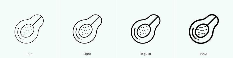 Papaya Symbol. dünn, Licht, regulär und Fett gedruckt Stil Design isoliert auf Weiß Hintergrund vektor