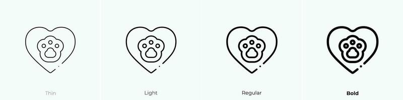 Haustier Symbol. dünn, Licht, regulär und Fett gedruckt Stil Design isoliert auf Weiß Hintergrund vektor