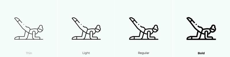 Pilates Symbol. dünn, Licht, regulär und Fett gedruckt Stil Design isoliert auf Weiß Hintergrund vektor