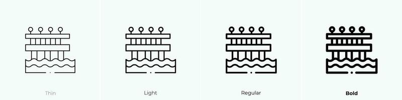 Seebrücke Symbol. dünn, Licht, regulär und Fett gedruckt Stil Design isoliert auf Weiß Hintergrund vektor