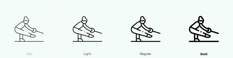 Pilates Symbol. dünn, Licht, regulär und Fett gedruckt Stil Design isoliert auf Weiß Hintergrund vektor