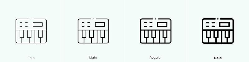 Klavier Tastatur Symbol. dünn, Licht, regulär und Fett gedruckt Stil Design isoliert auf Weiß Hintergrund vektor