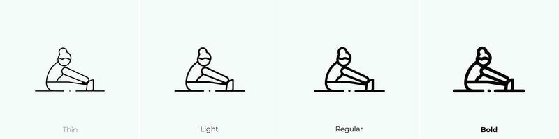 Pilates Symbol. dünn, Licht, regulär und Fett gedruckt Stil Design isoliert auf Weiß Hintergrund vektor