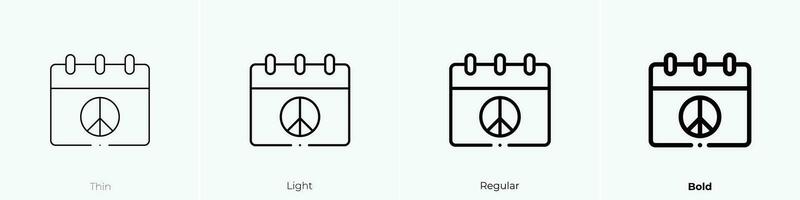 Frieden Symbol. dünn, Licht, regulär und Fett gedruckt Stil Design isoliert auf Weiß Hintergrund vektor