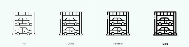 Parkplatz Symbol. dünn, Licht, regulär und Fett gedruckt Stil Design isoliert auf Weiß Hintergrund vektor