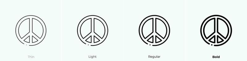 Frieden Symbol. dünn, Licht, regulär und Fett gedruckt Stil Design isoliert auf Weiß Hintergrund vektor