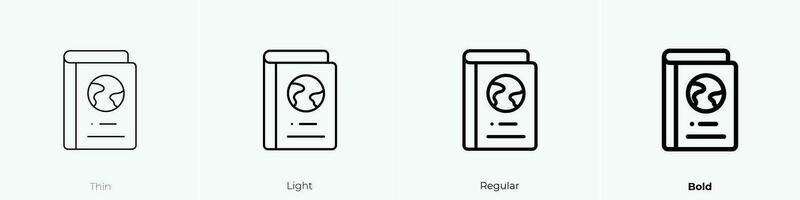 Reisepass Symbol. dünn, Licht, regulär und Fett gedruckt Stil Design isoliert auf Weiß Hintergrund vektor